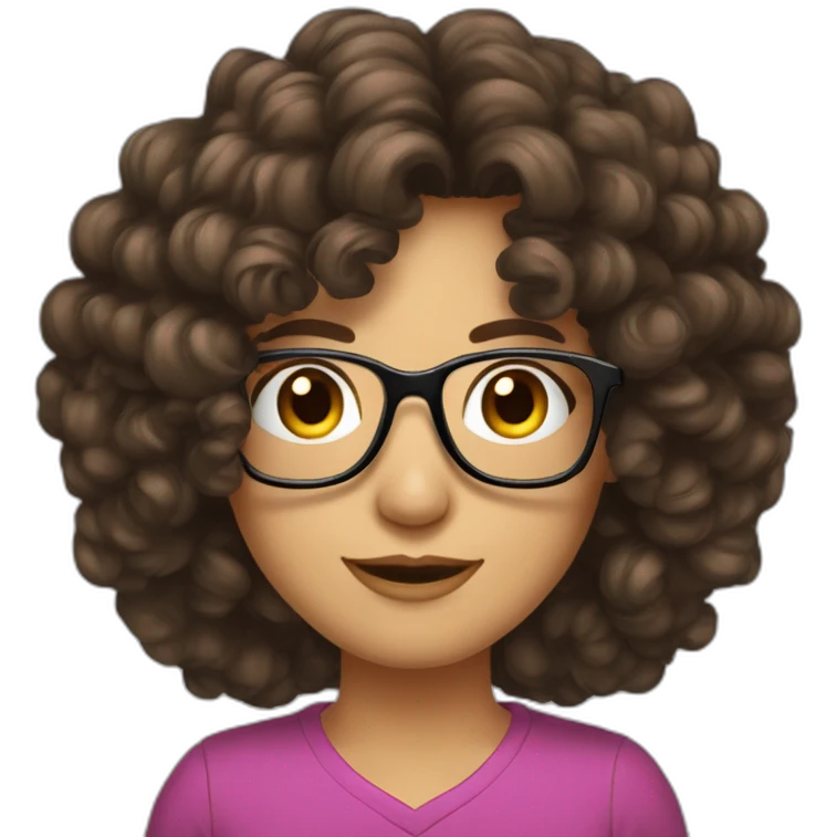 brune cheveux bouclés lunettes emoji