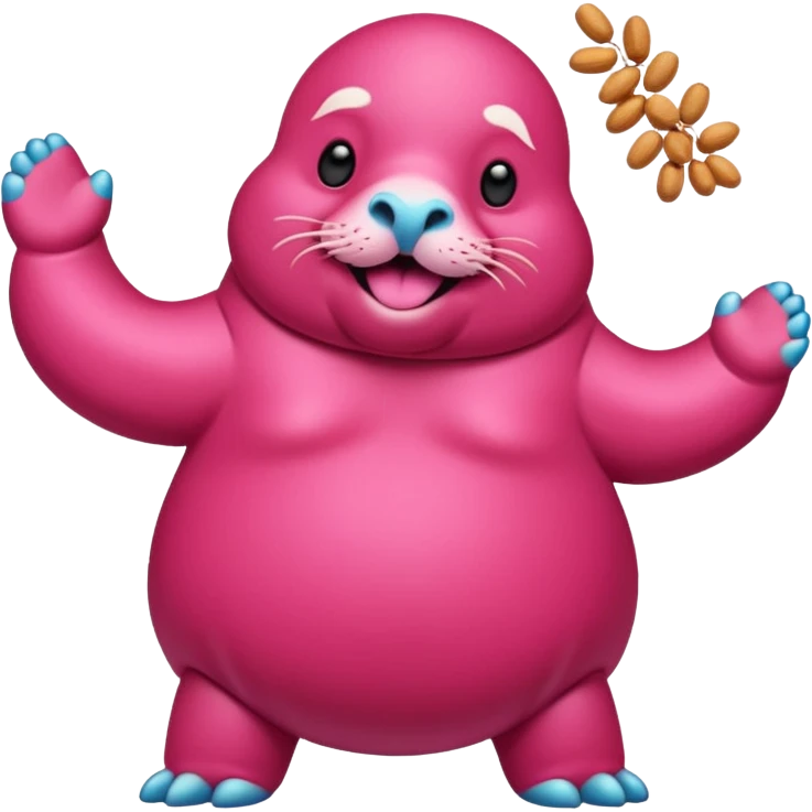 Pink Walrus dancing with peanuts emoji