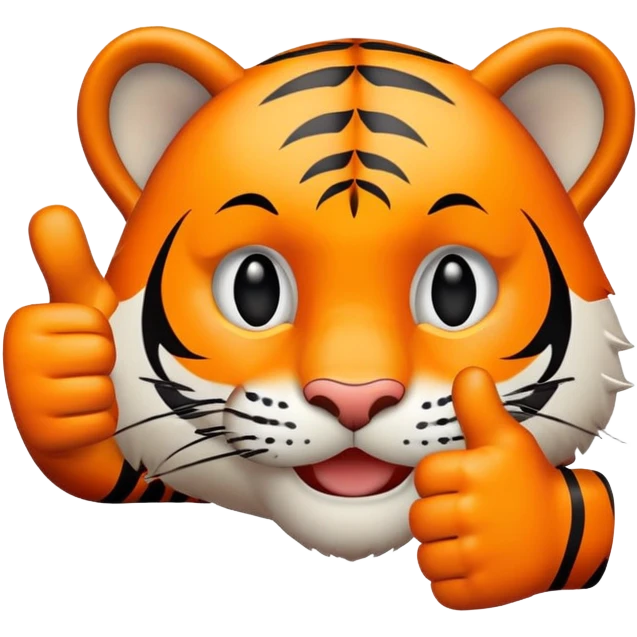 tiger face giving thumbs up for Twitch emote emoji
