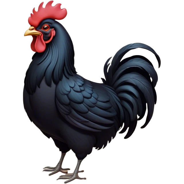 Meme-Worthy Cute Sleeping Black Rooster Portrait Emoji, Head resting peacefully with a contented smile, showcasing a robust build and a luxuriously soft pure black plumage, eyes shut in a serene, restful nap, Simplified yet hilariously adorable features, highly detailed, glowing with a soft, drowsy light, high shine, relaxed and utterly lovable, stylized with an air of playful laziness, bright and heartwarming, soft glowing outline, capturing the essence of a comically sleepy rooster, so meme-worthy it feels like it could instantly become the next viral sensation of adorable slumber! emoji