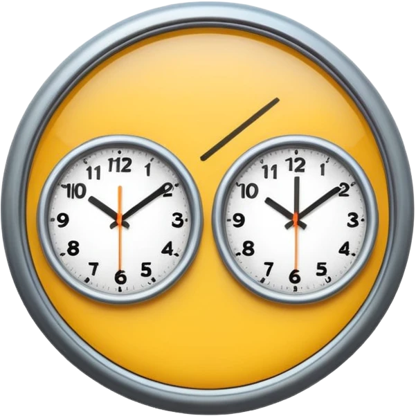 clock split into two time zones with a glitch effect emoji emoji