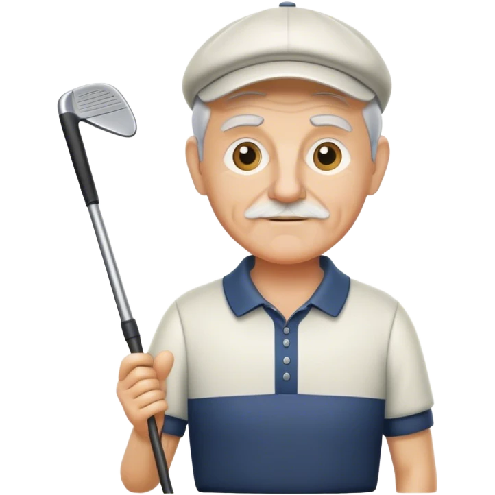 half figure old golf player with golf club  emoji
