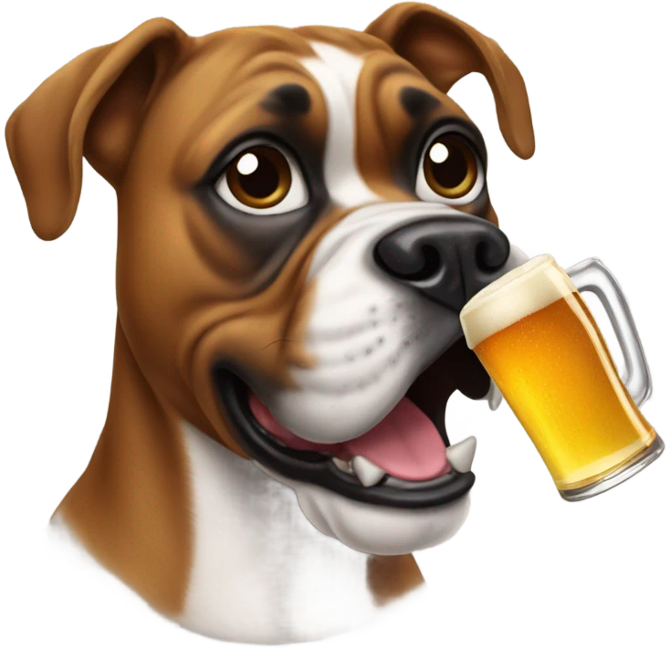 Boxer dog drinking a beer emoji