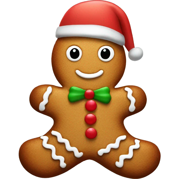Gingerbread man with Christmas hat emoji