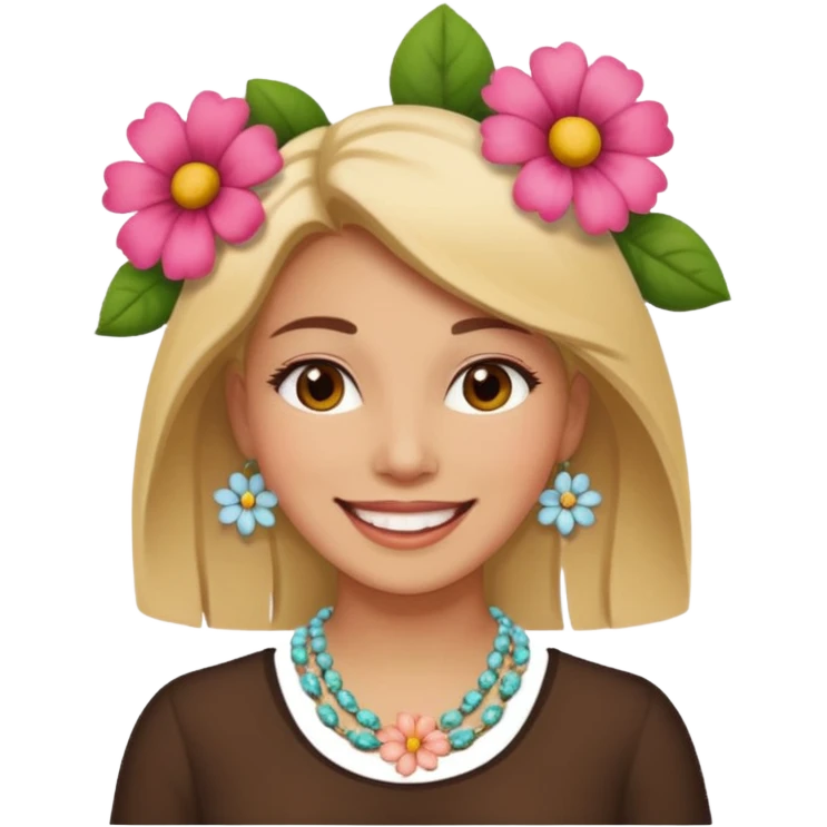 woman with a flower necklace emoji