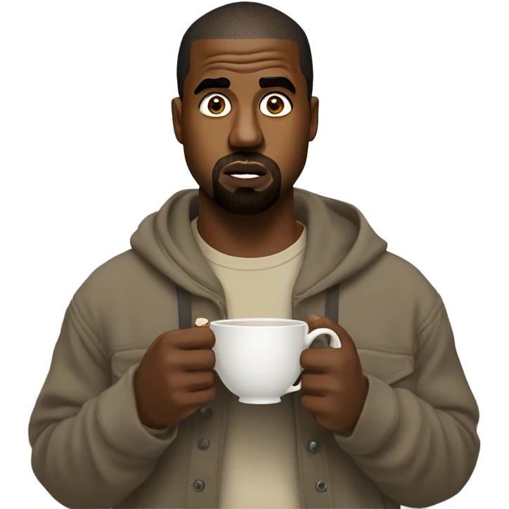 kanye sipping tea while looking shocked emoji