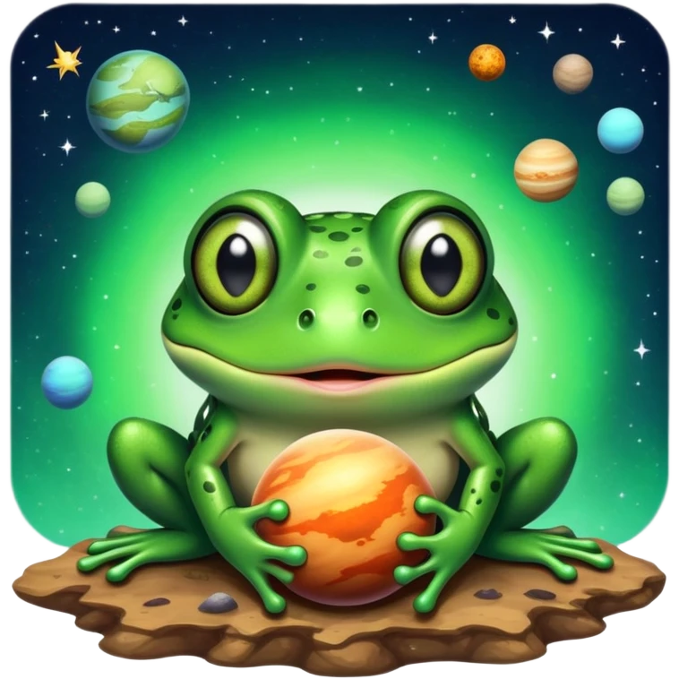 Frog devouring planets emoji