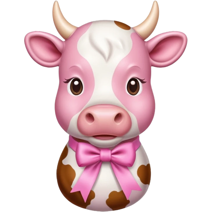 Pink cow with ribbon emoji