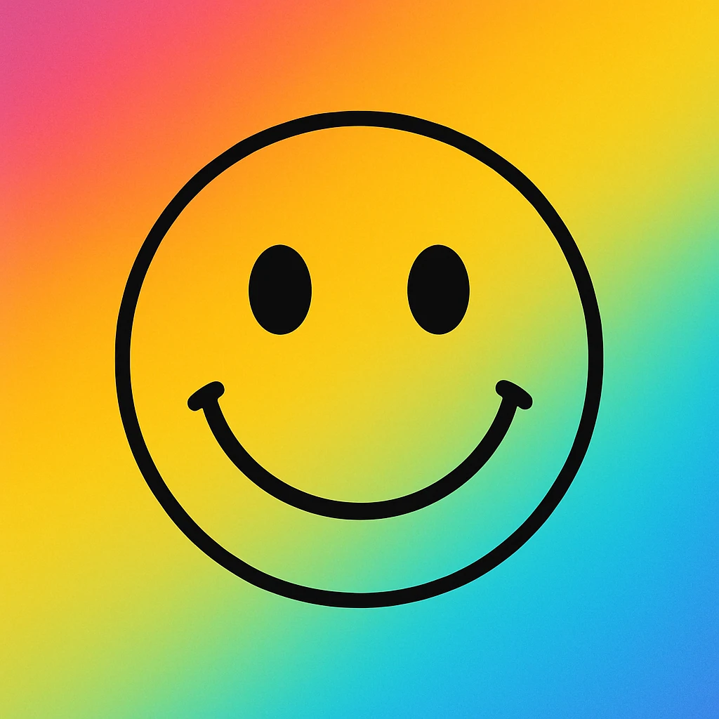 frame 1 with colorful gradient background and a smiley face, no grid lines emoji