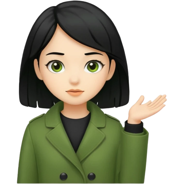 green coat black haired girl  emoji