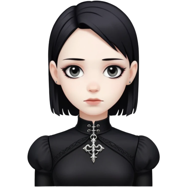gothic femboy with wide shoulders, small chest, black clothes, pale skin emoji