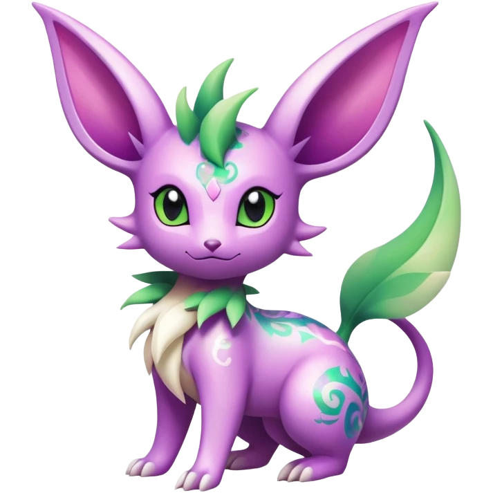 Shiny Exotic Cute Adorable Majestic Ethereal Sparkly Flygon-Espeon-Leafeon-Shaymin-Hybrid-Creature with pattern-markings emoji
