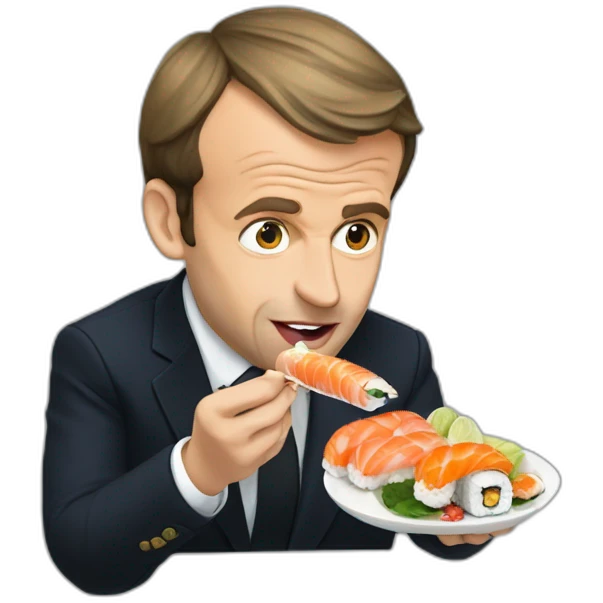 emmanuel macron eating sushis emoji
