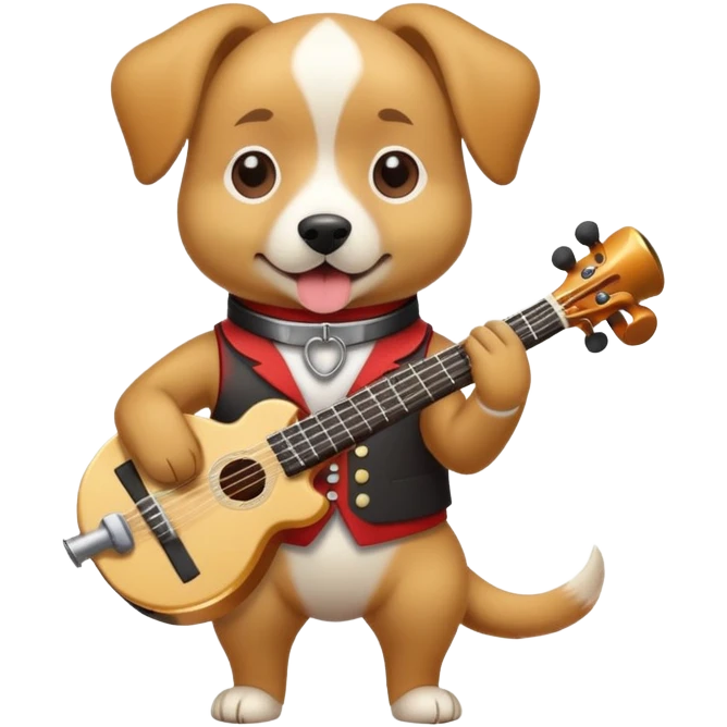 Brown and blonde coloured dog in a band emoji