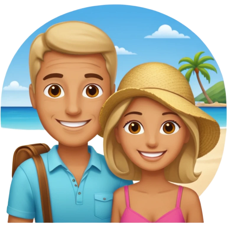 Девушка и мужчина вдвоем в отпуске  emoji