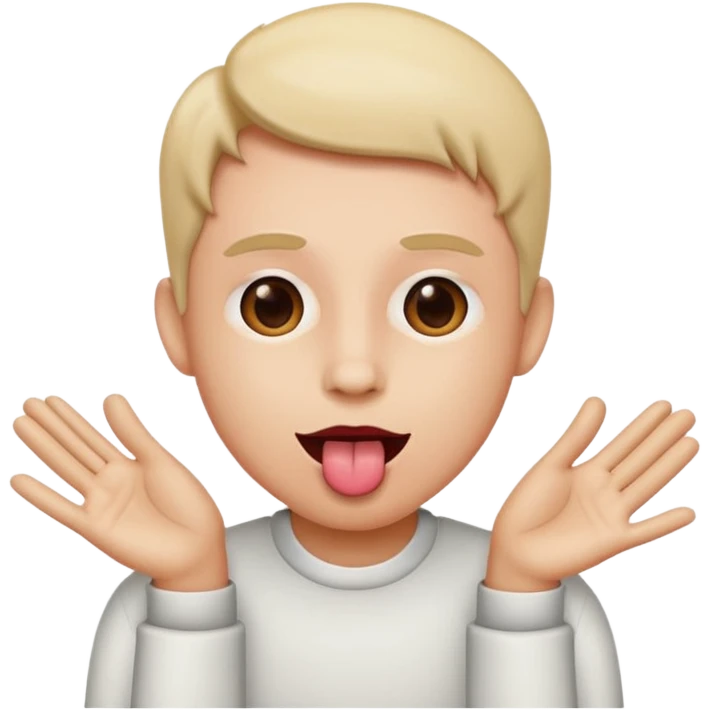 Tongue out with hands on the side  emoji