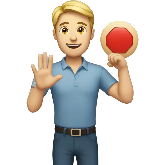 White man holding a stop sing in his hand  emoji