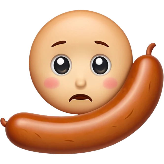 sausage with a sad face emoji