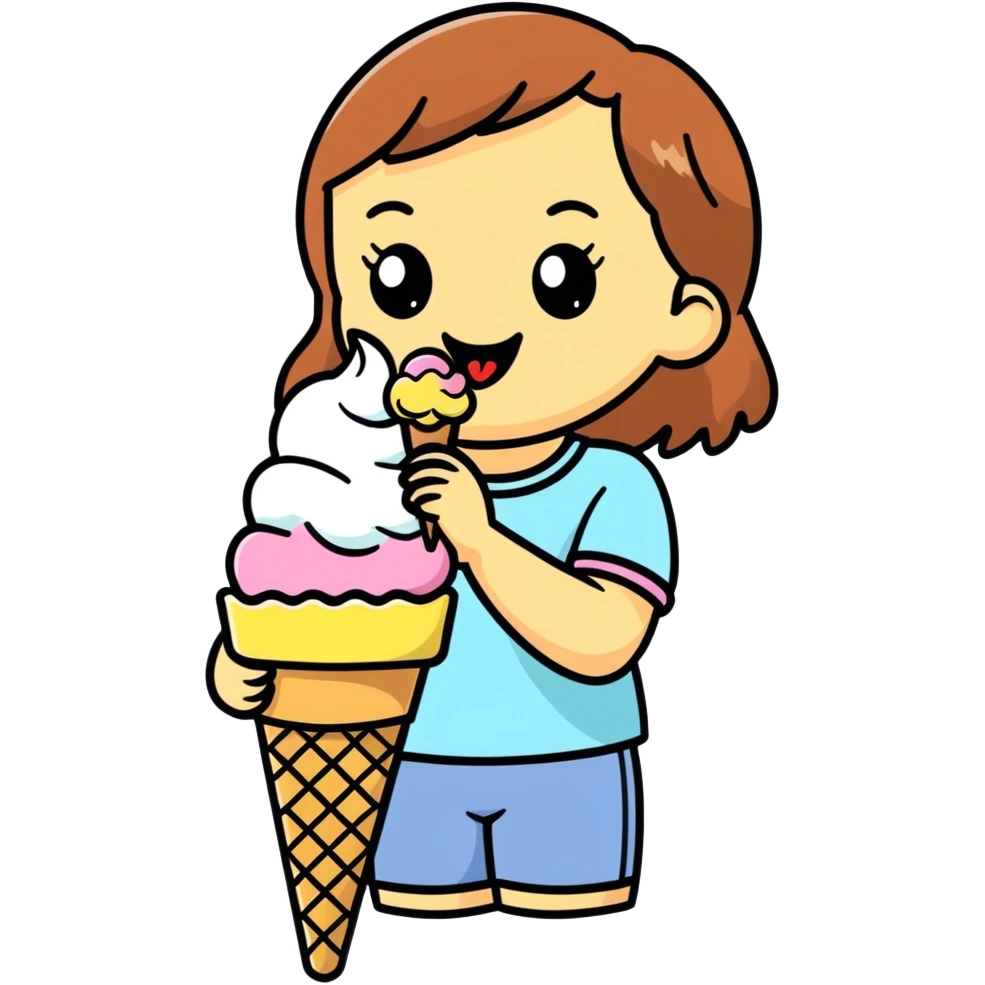girl with ice cream emoji