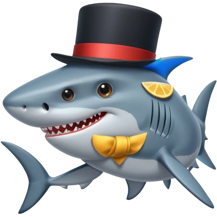 Shark with a top hat emoji