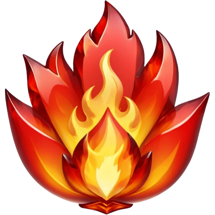 Red flaming crystal with a $ carved into the center of the crystal. emoji