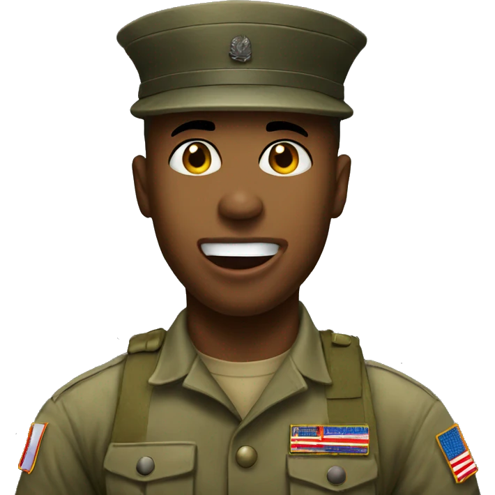 soldier shows his tongue emoji