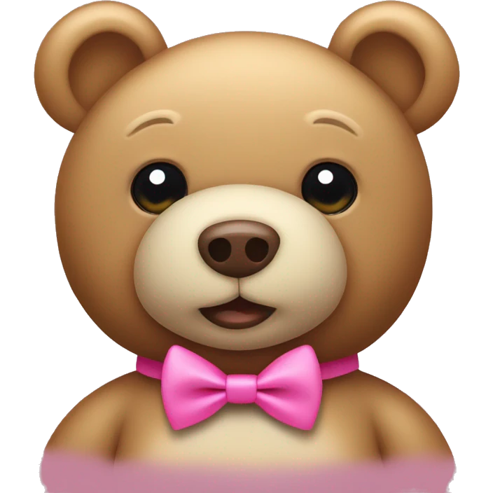 a cute teddy bear w/ a pink bowtie on its head emoji