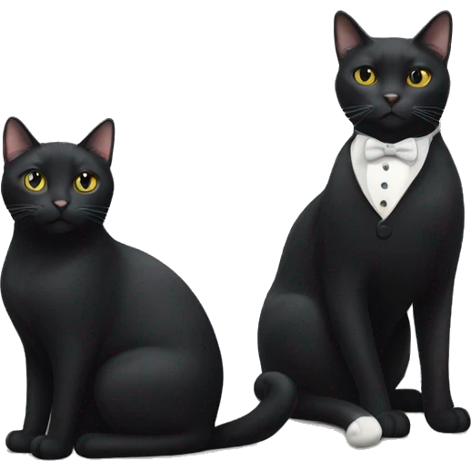 Black cat and tuxedo cat sitting next to each other emoji