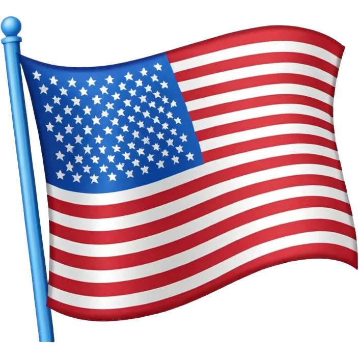 red, white, and blue striped flag, waving, emoji style emoji
