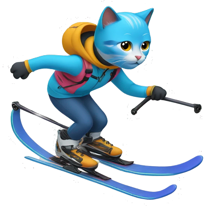 Cat skate skiing emoji