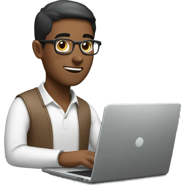 brown guy working with a laptop emoji