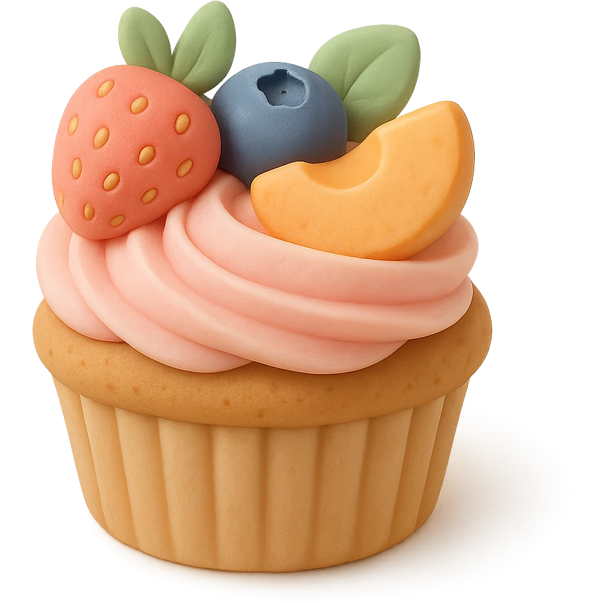 cupcake with fruit toppings emoji