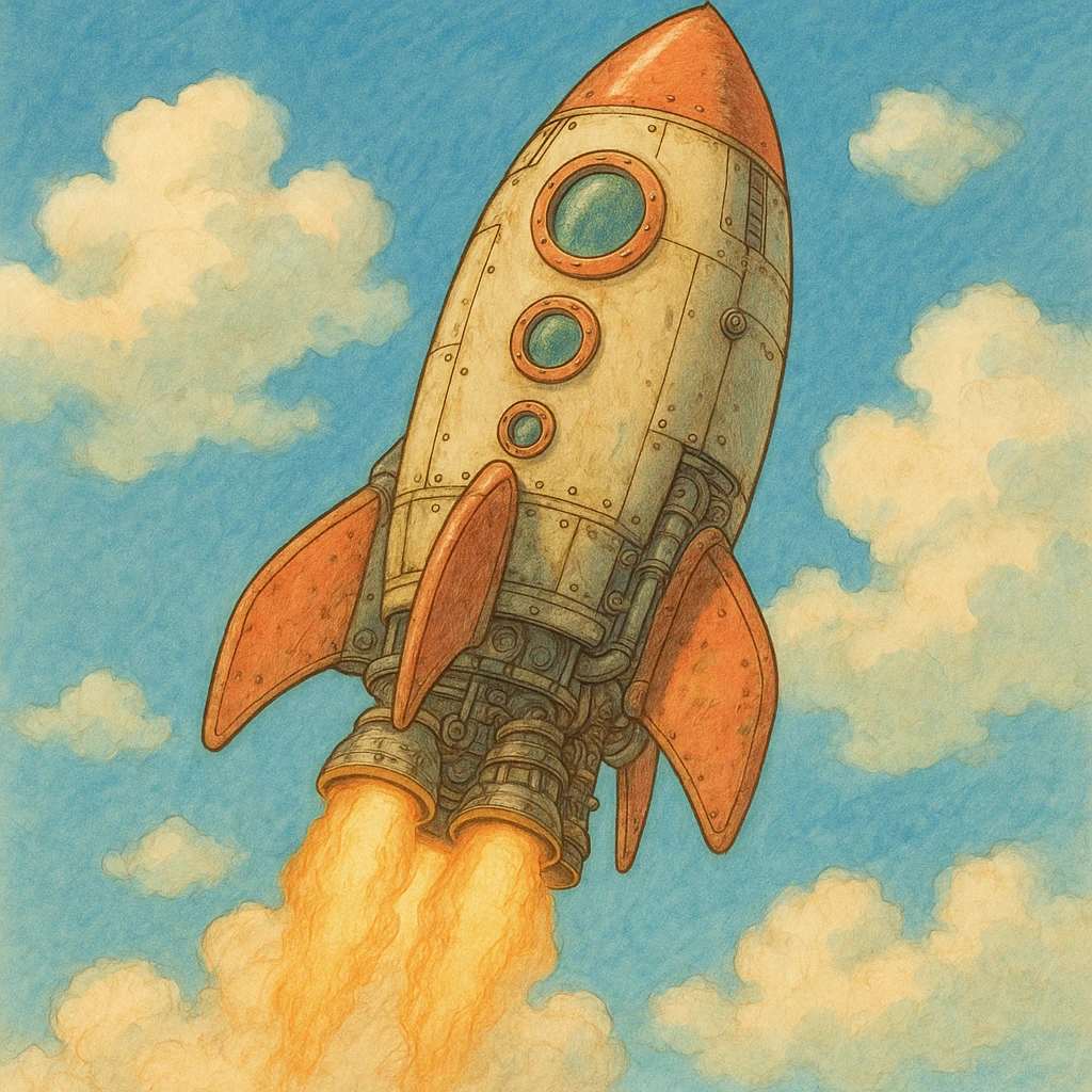 a rocket, ghibli style emoji