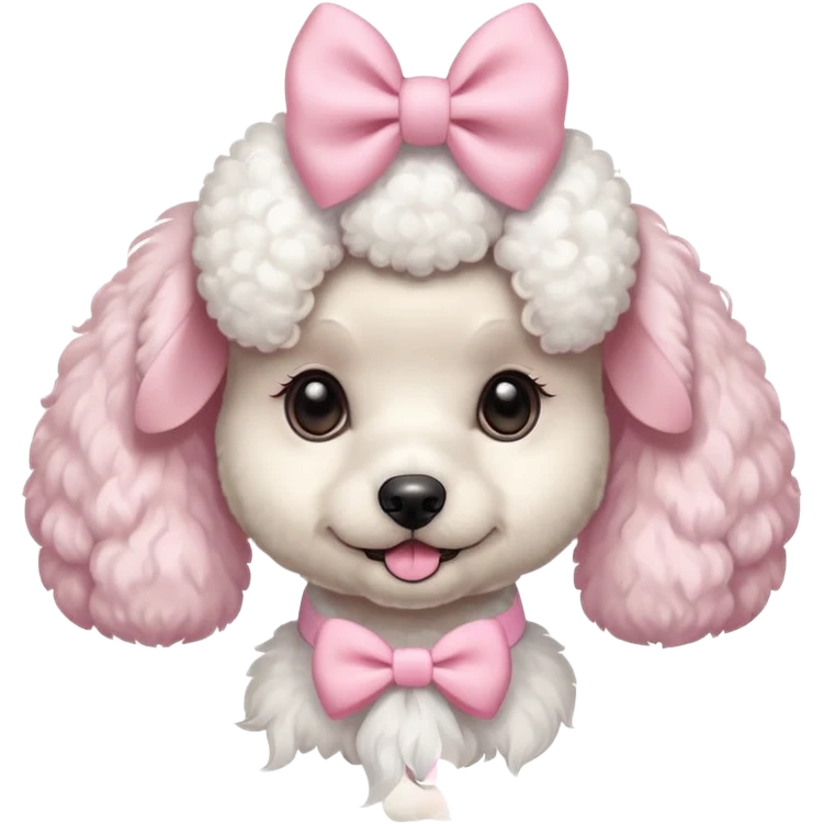 Cute poodle with pastel pink bow emoji