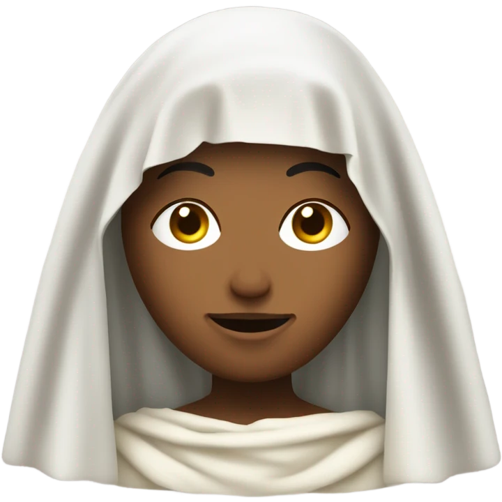 Saint Veronica holding the open veil with the face of Jesus painted on it emoji