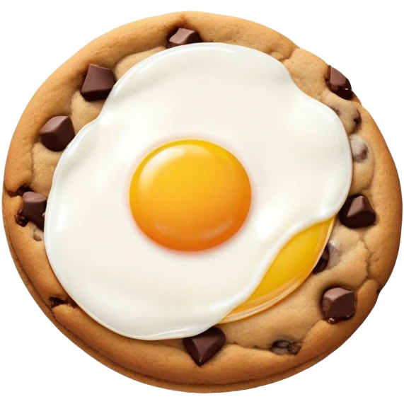 chocolate chip cookie with a sunny side up egg on top emoji