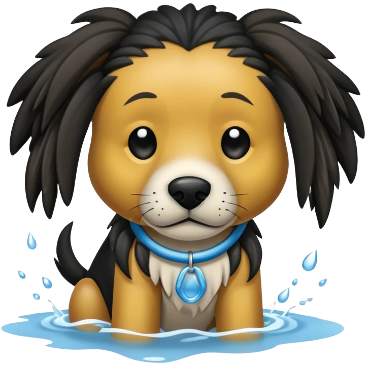 un perro de agua con rastas negras emoji
