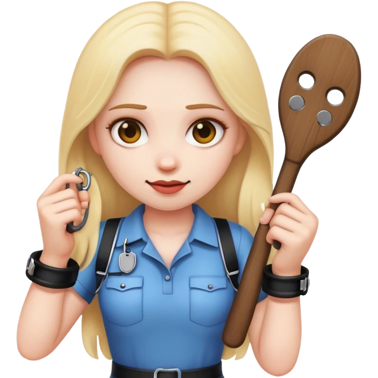 Girl emoji holding a paddle and handcuffs emoji