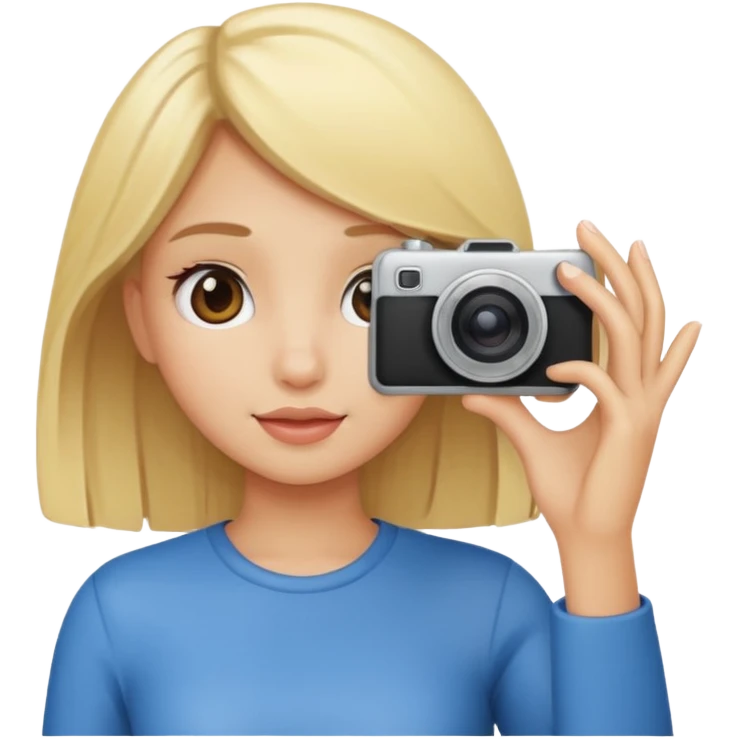 blonde cartoon girl taking picture emoji
