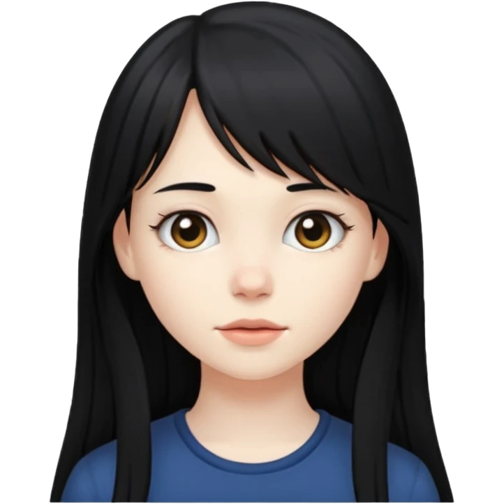 A pale skinned girl with side bangs and black long hair emoji