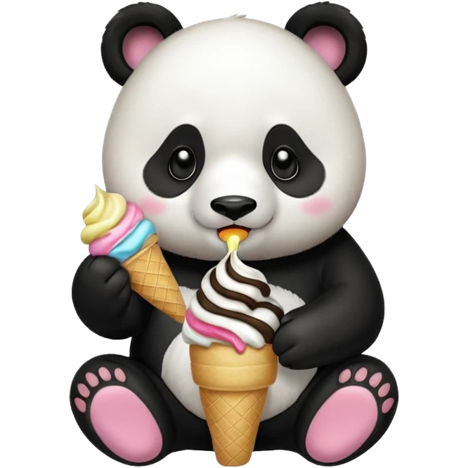 Panda eating ice cream emoji