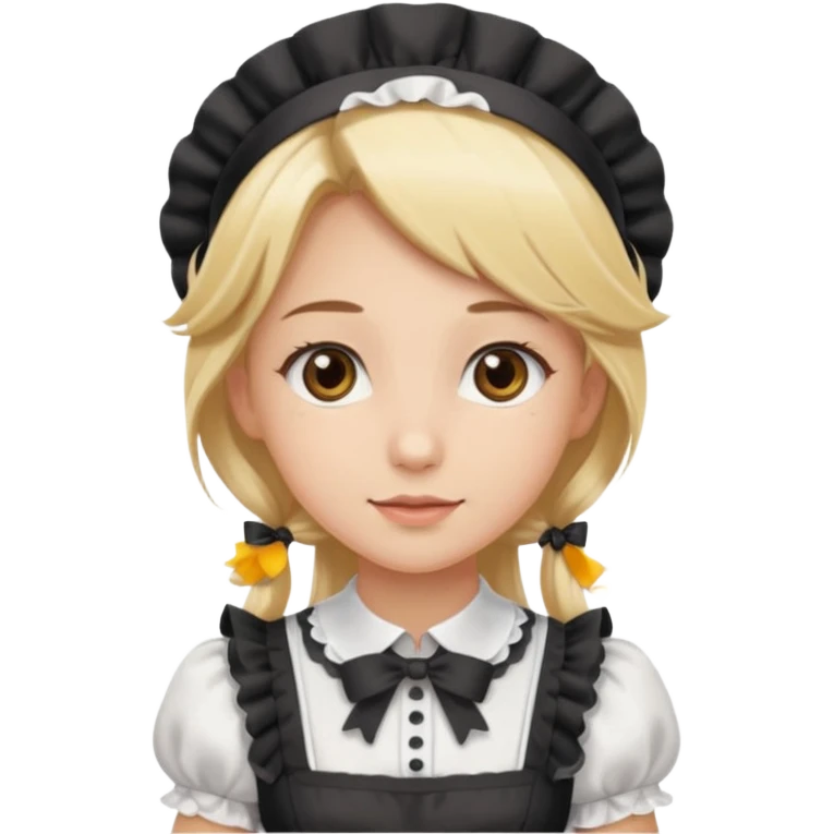 Long blonde hair girl maid with brown eyes emoji
