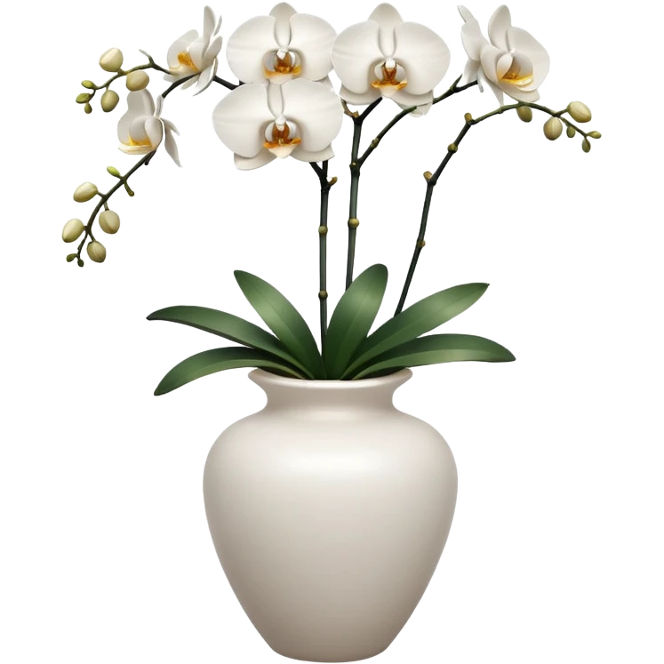 white orchids in white Italy vase  emoji