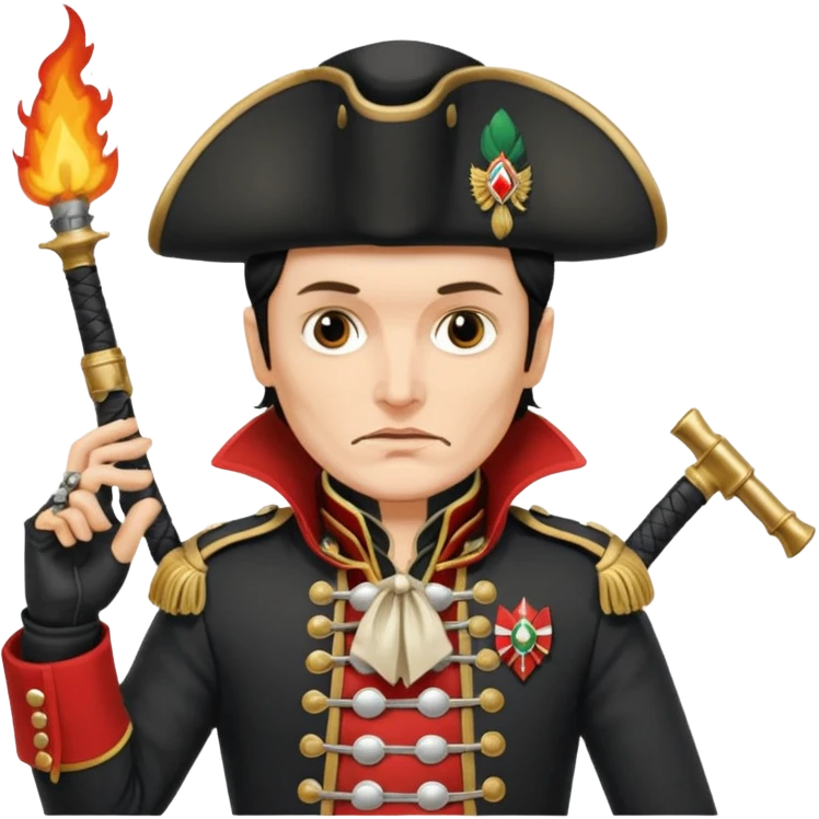 Adam Ant  is wearing a Hungarian jacket Hussar'S JACKET, holds two firelocks holsters in his hands emoji