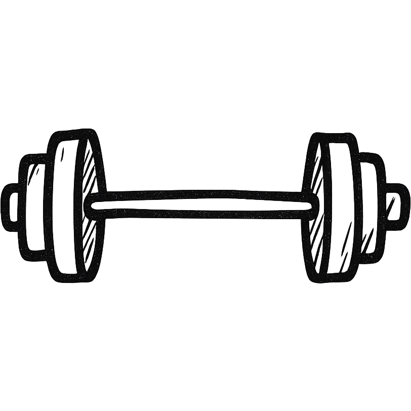 A weightlifting barbell with weights, bold, strong lines, sporty emoji