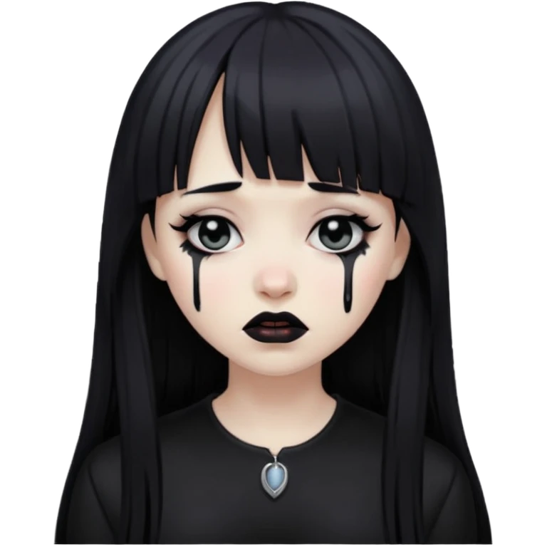 Gótica sem maquiagem de franjinha chorando noite emoji