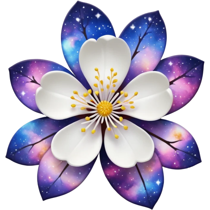 white sakura flower with a galaxy pattern emoji