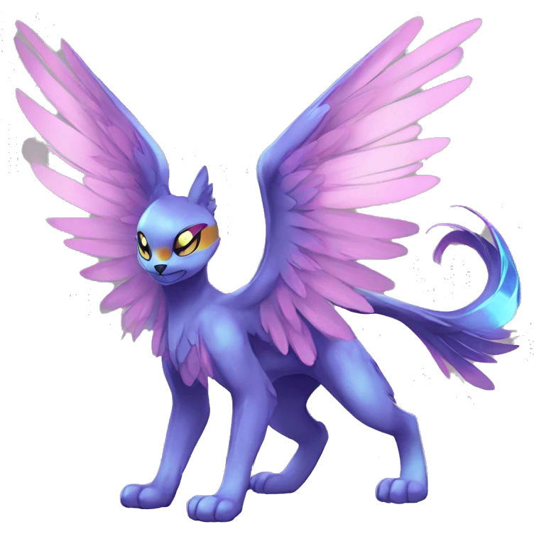 Anthro Sona Cool Edgy Cute Beautiful Colorful Shy Winged Shiny Fakemon-Fantasy-Creature Full Body emoji