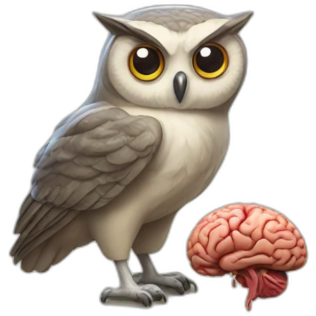 Owl eating a brain emoji