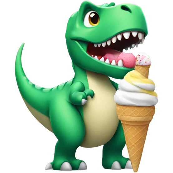 Dinosaur eating ice cream emoji